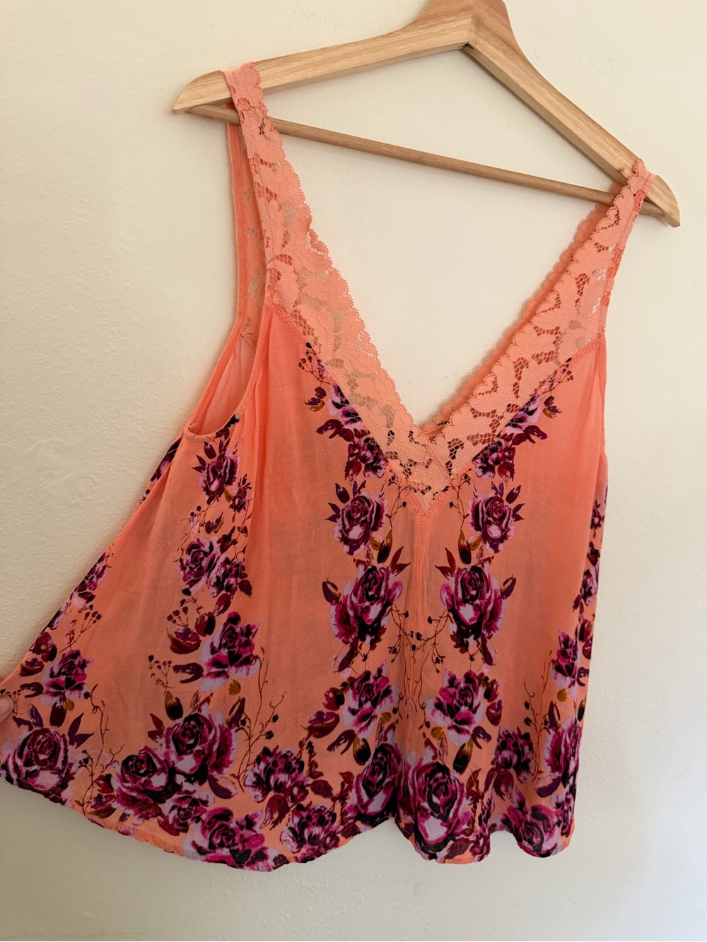 Free People Coral Lace-Trim Floral Camisole - Picture 2 of 5